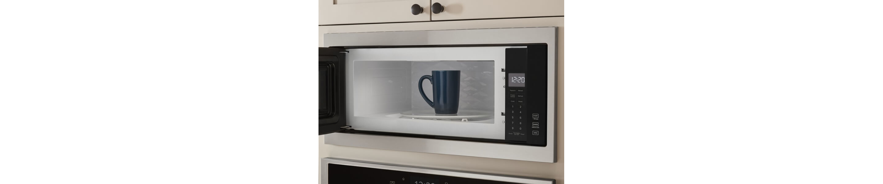 Coffee mug inside of a microwave