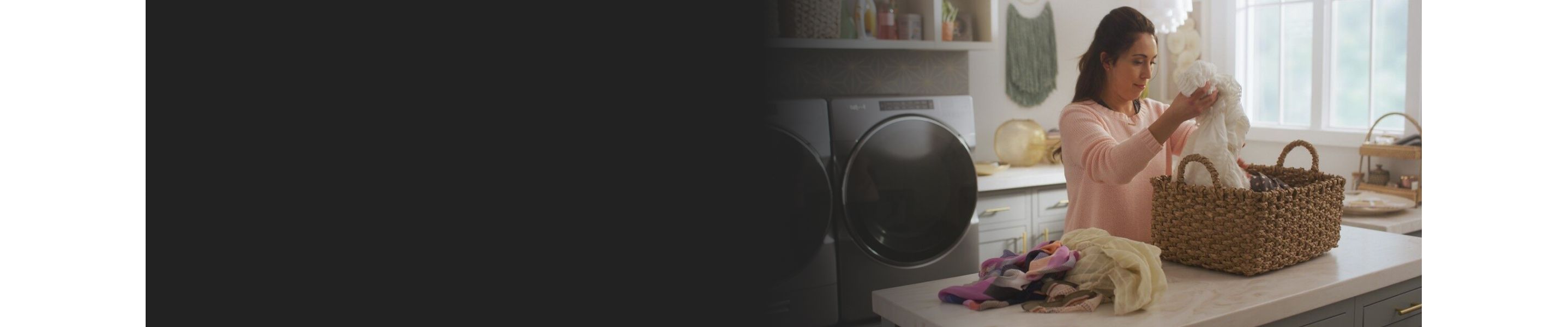 Woman sorting laundry