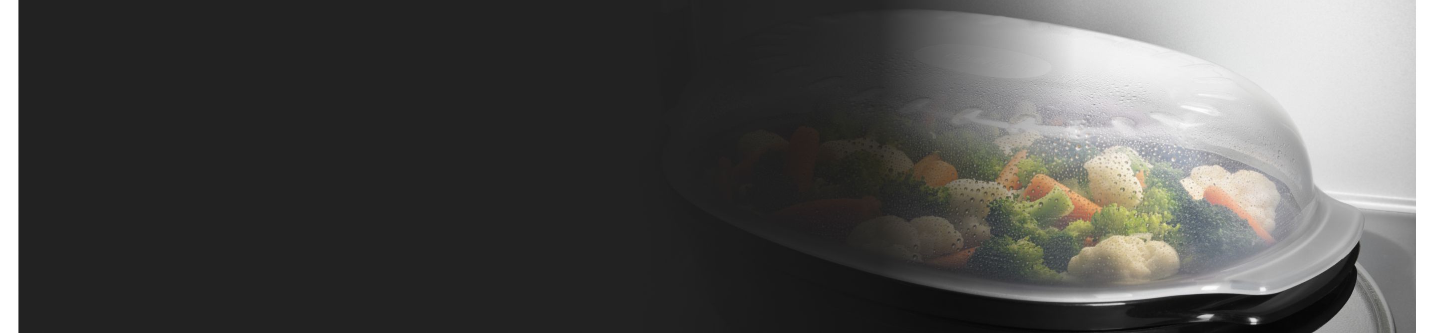 Vegetables steaming inside a microwave
