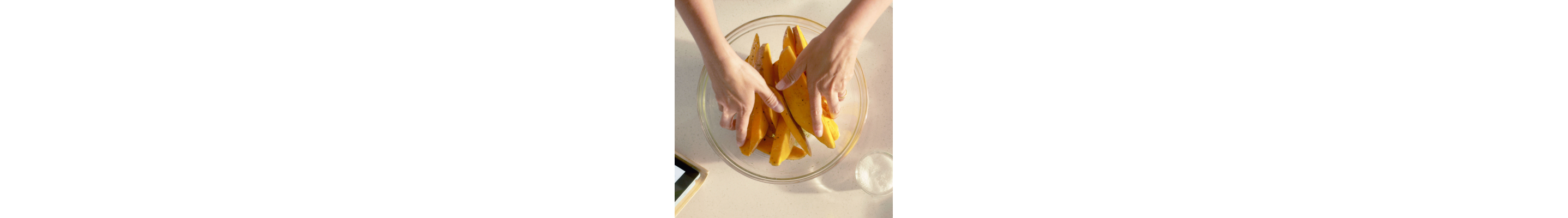Sliced sweet potatoes in a bowl