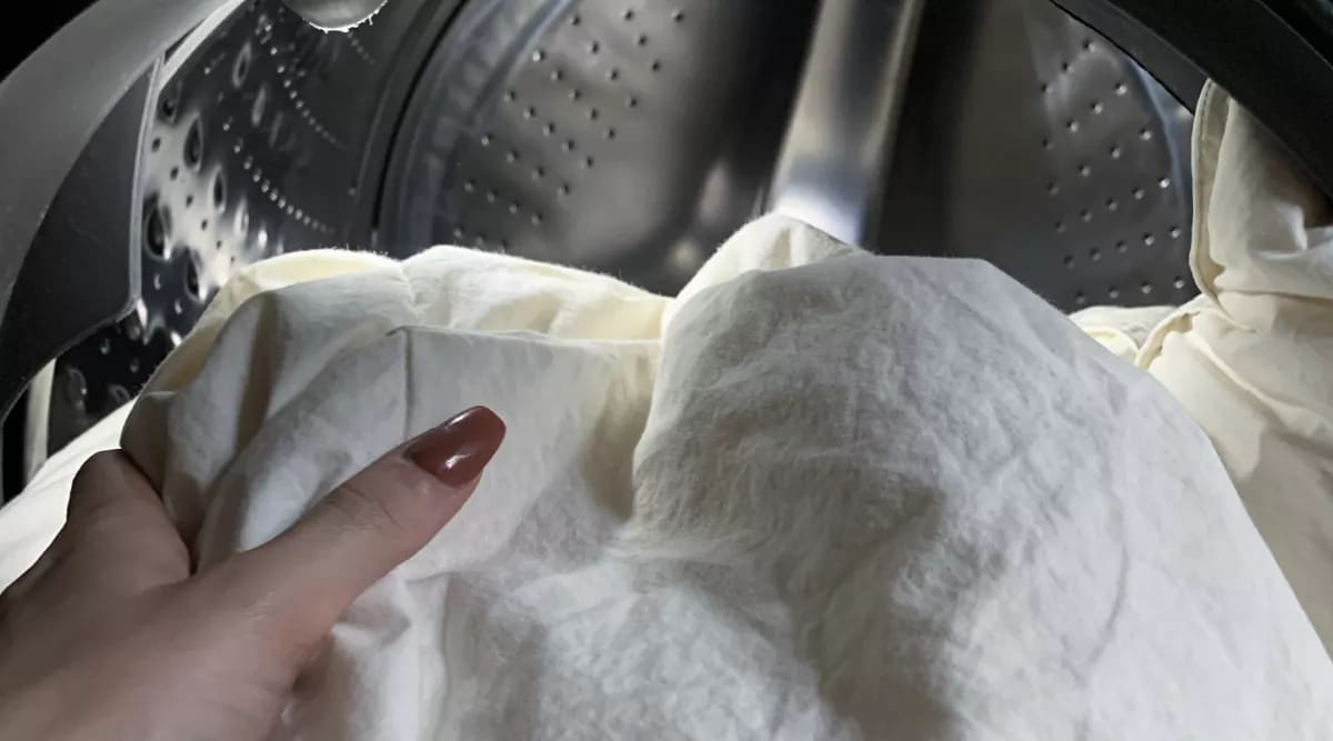 Gray Henley with grease spots on the front