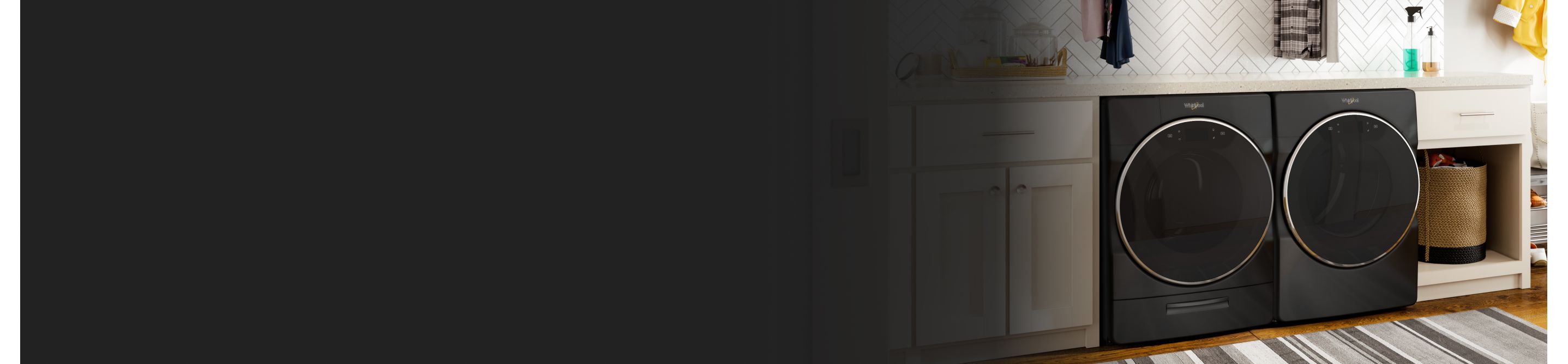 A washer and dryer set in a laundry room
