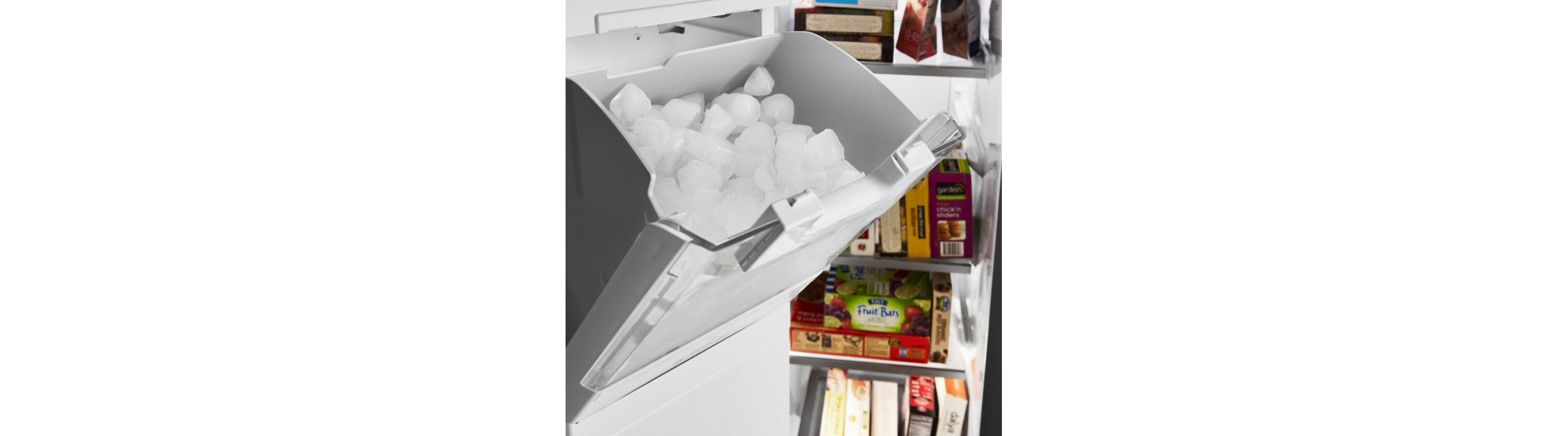 Full in-door ice bin tilted open