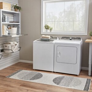 Laundry set up in a converted garage