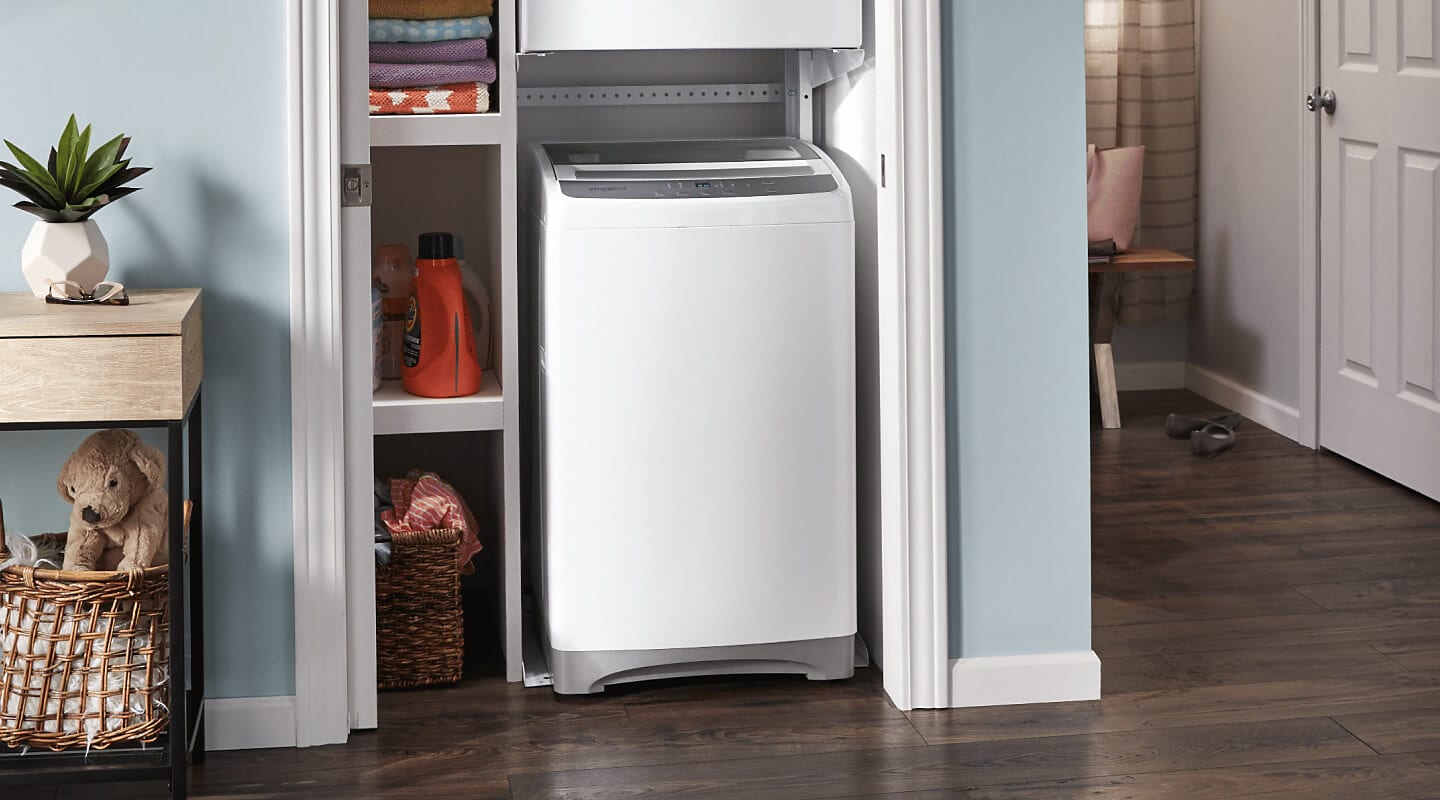 Compact washer inside a closet