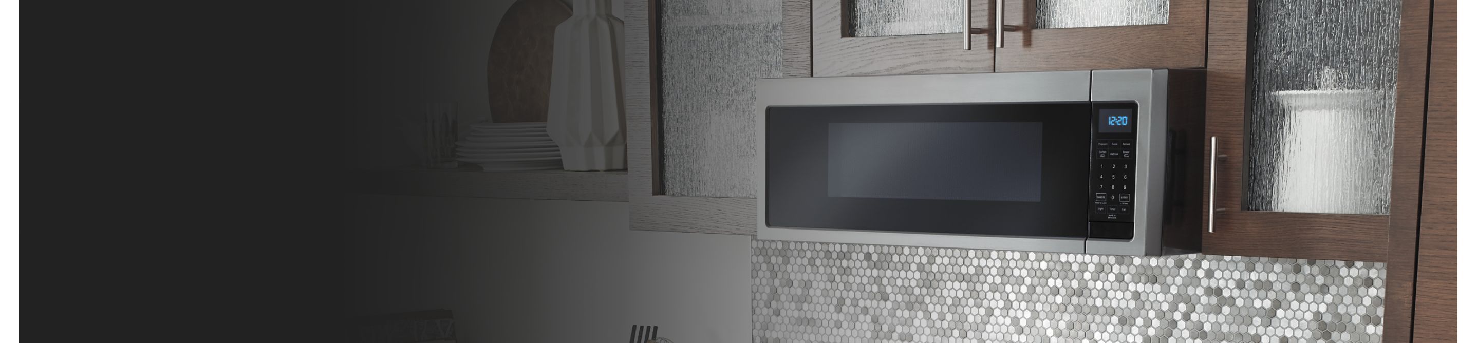 An over-the-range microwave in a modern kitchen