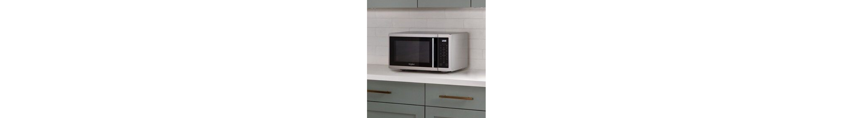 Silver and black microwave
