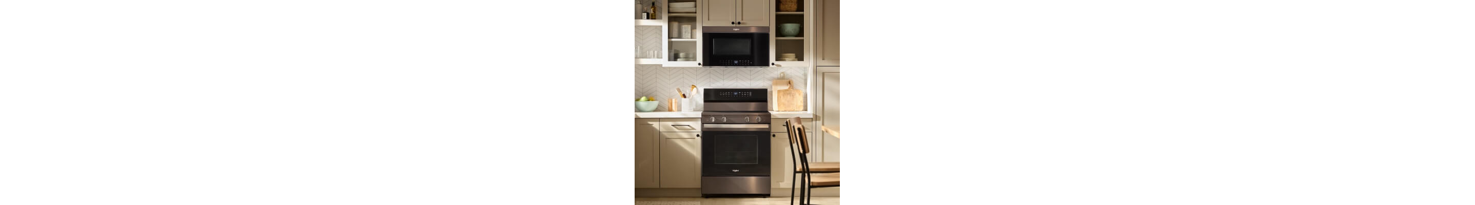 Whirlpool® Over-the-Range Microwave above Whirlpool® Electric Range