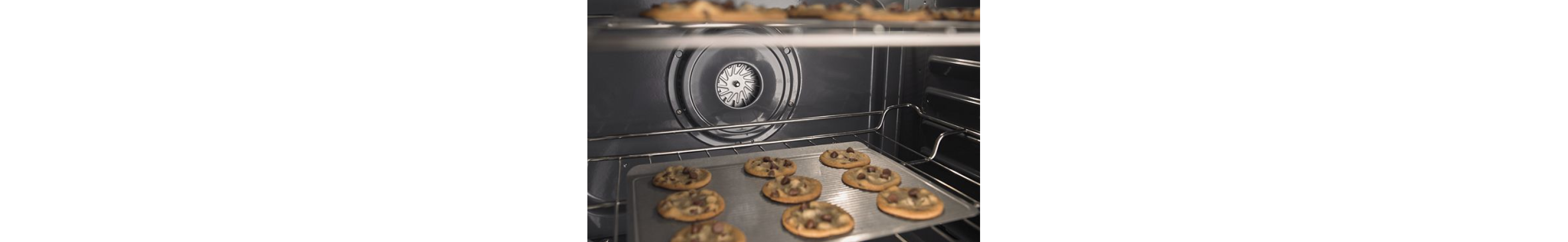 A pan of cookies in the oven