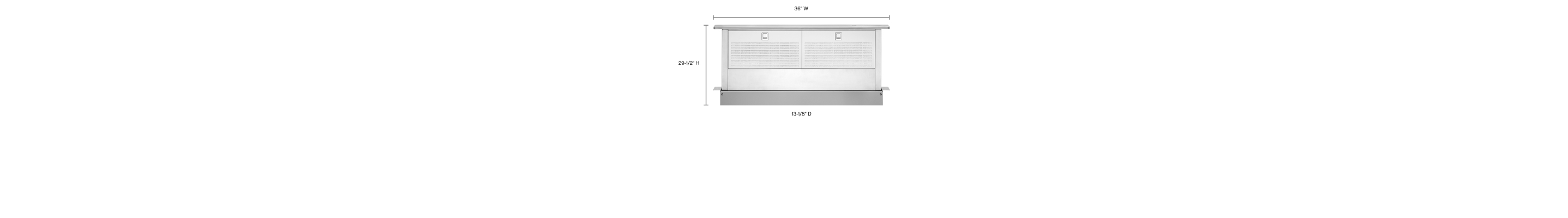A diagram of a retractable downdraft hood