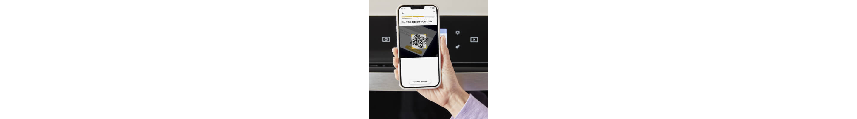 Person using Scan-To-Connect Technology on the Whirlpool® App