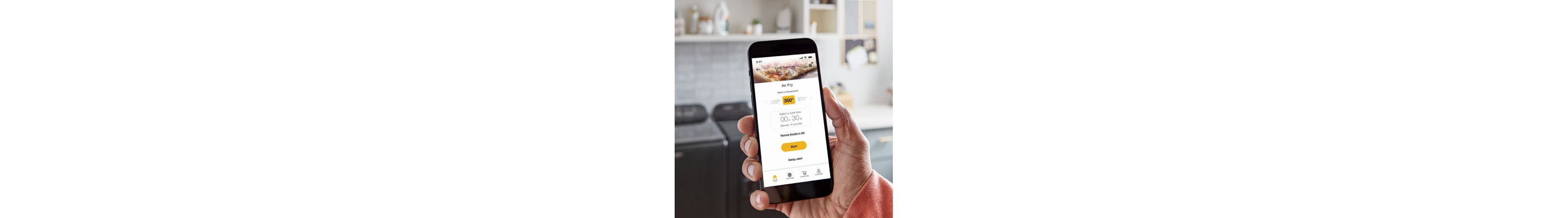 Person selecting Air Fry Settings on the Whirlpool® App