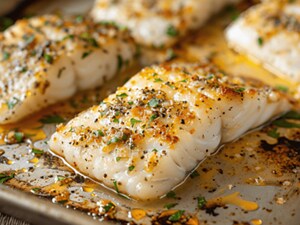 Seasoned fish on a tray