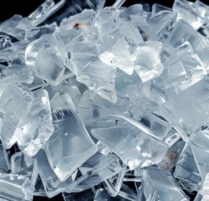 A close-up of flaked ice