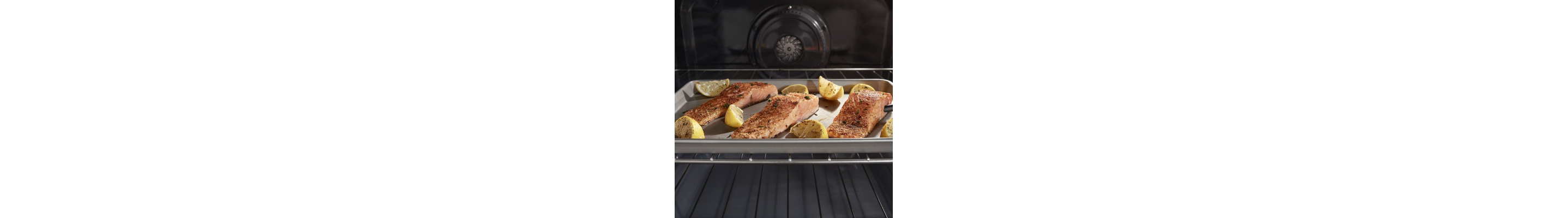 Salmon with lemon roasting in a convection oven