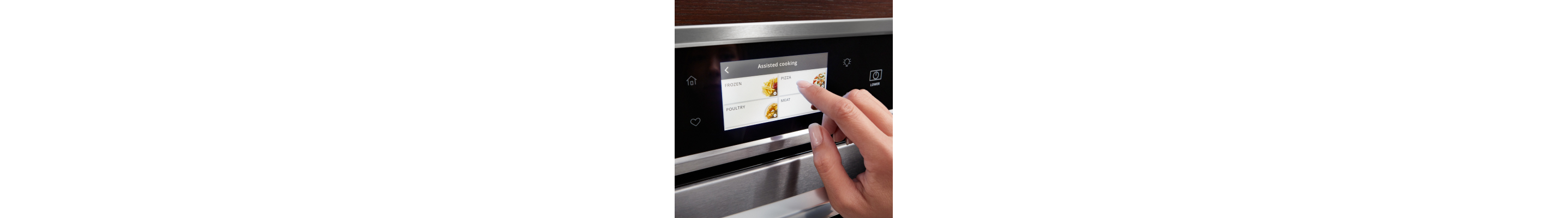 A person making a selection on a Whirlpool® smart wall oven 