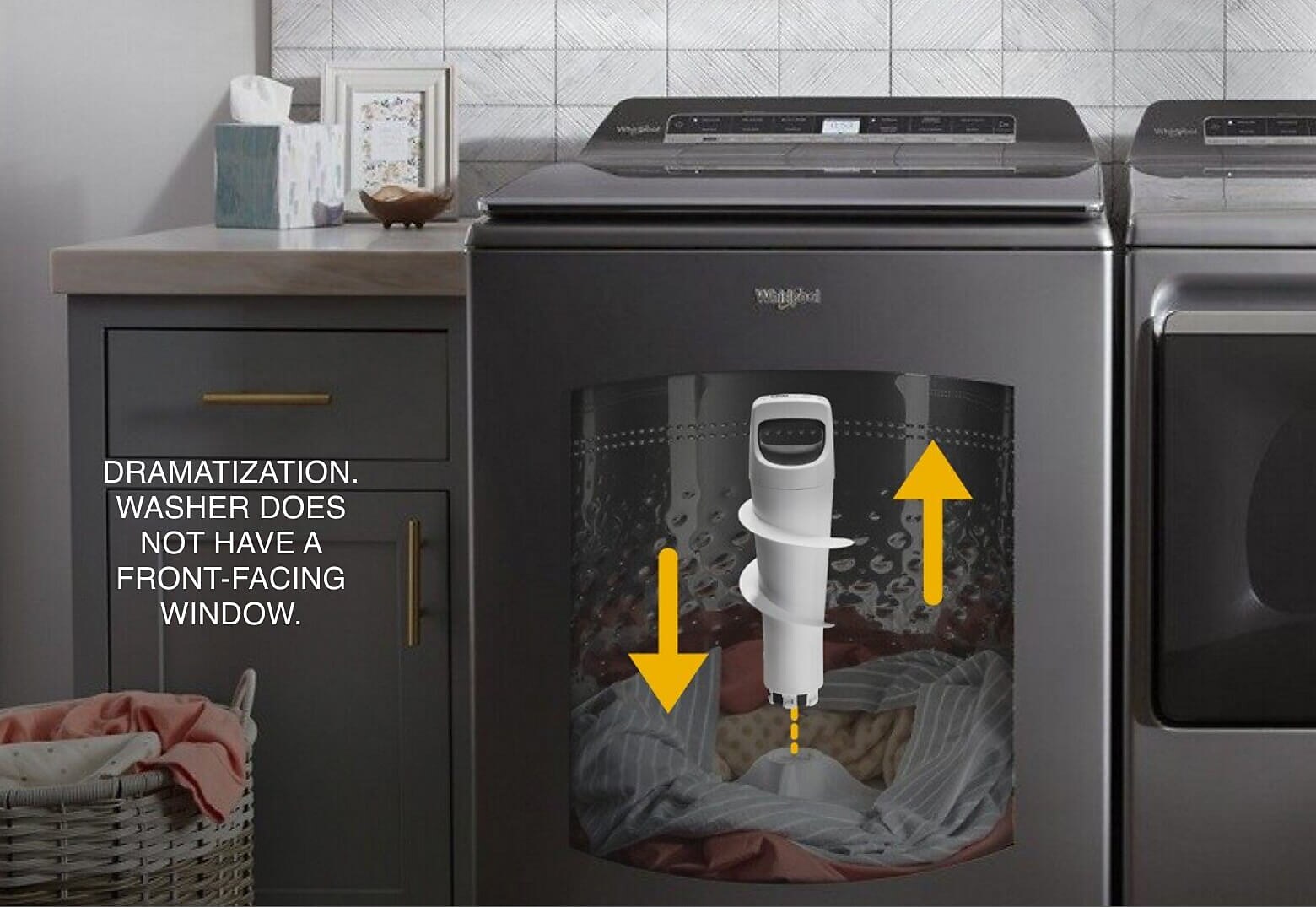 A Whirlpool® Top Load Washer with 2 in 1 Removable Agitator with a window cutout