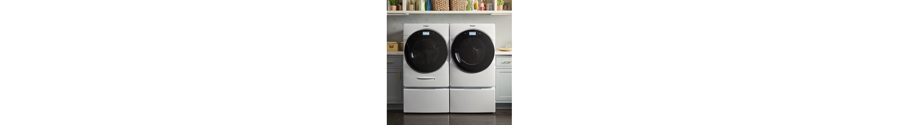 A Smart Whirlpool® Washer and Dryer set 