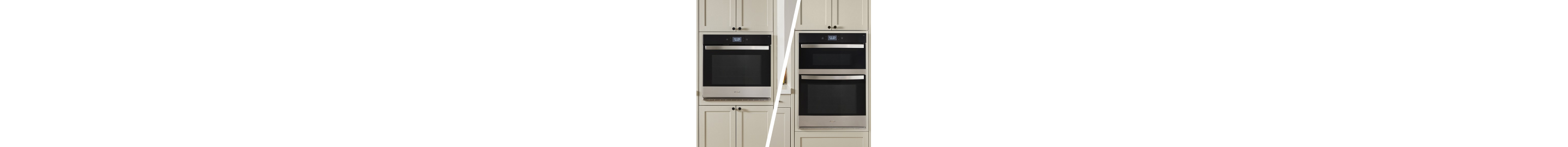 Side-by-side image of a single and double wall oven