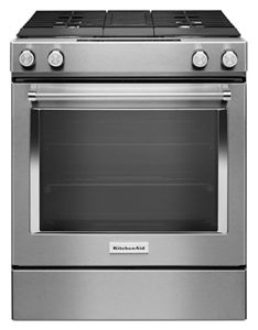 KitchenAid 30-Inch 4-Burner Dual Fuel Downdraft Slide-In Range