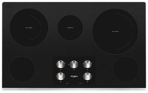 Whirlpool 36-inch Electric Ceramic Glass Cooktop with Two Dual Radiant Elements