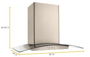 36" Modern Glass Wall Mount Range Hood Sunset Bronze WVWA5UC6HN Whirlpool