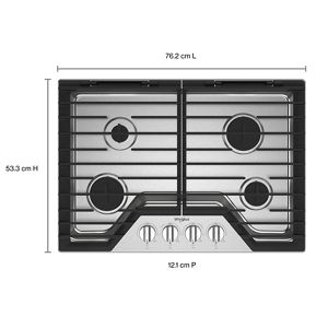 30-inch Gas Cooktop with EZ-2-Lift™ Hinged Cast-Iron Grates Stainless ...