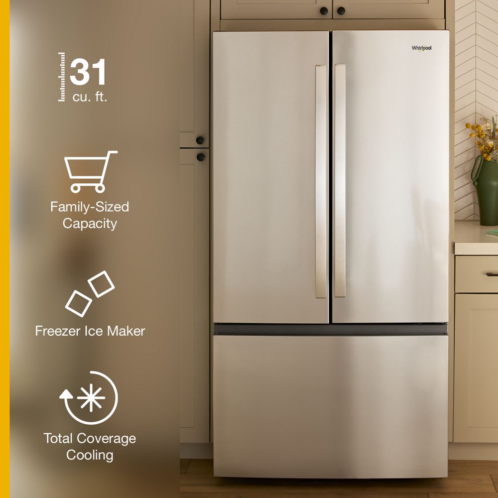 36-Inch French Door Refrigerator with Ice Maker - 31 cu. ft. Black