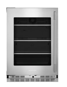 KitchenAid 24" Undercounter Refrigerator with Glass Door and Shelves with Metallic Accents
