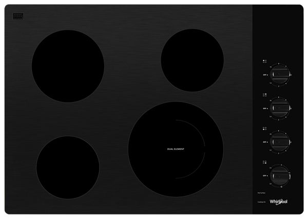 Black 30 Inch Electric Ceramic Glass Cooktop With Dual Radiant