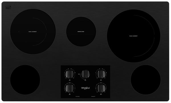 Black 36 Inch Electric Ceramic Glass Cooktop With Two Dual Radiant